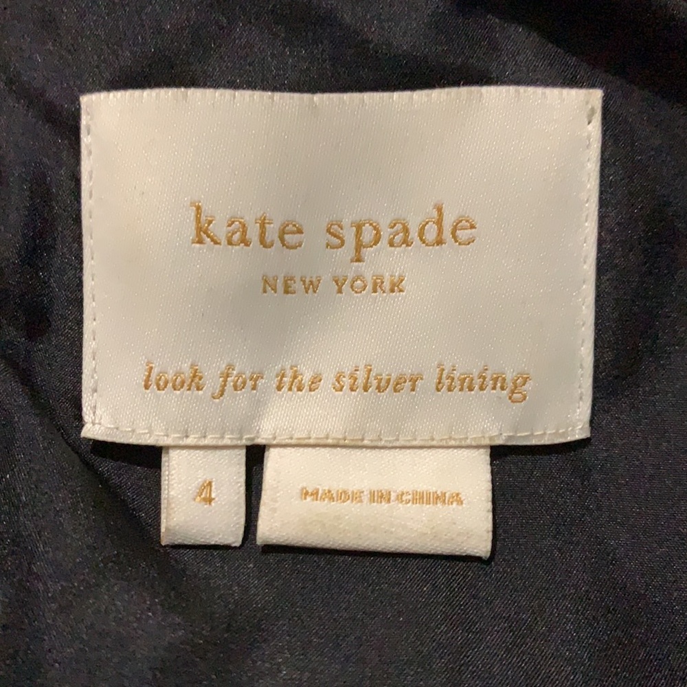 Kate Spade Black Dress White Stitching Silk sz 4 - Picture 4 of 8